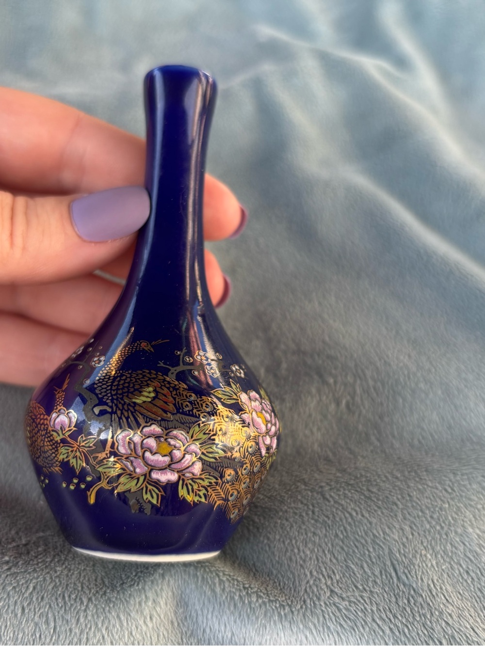 Vintage Mini Okumura Cobalt Blue Gold Pheasants & Trim Japan